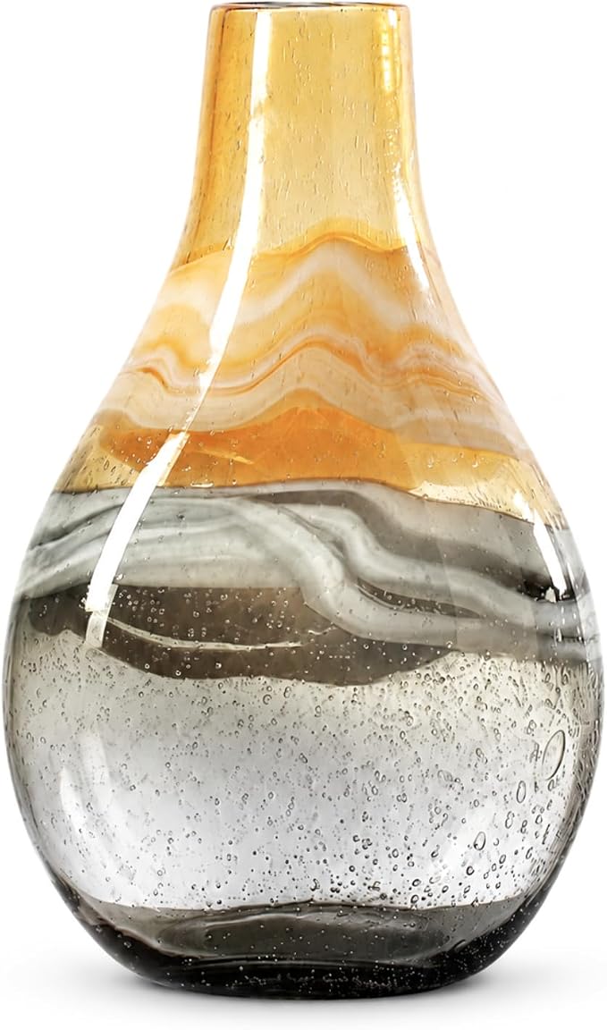 Amber and smoke art-glass vase