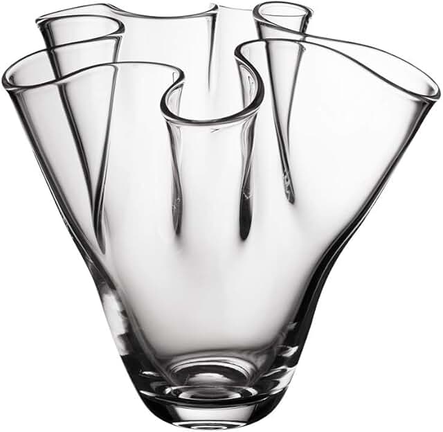 Clear ruffled glass vase